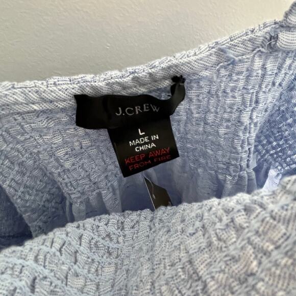 J. Crew Womens Smocked Midi Dress Large Baby Blue Linen Cotton Blend Summer - Picture 5 of 12